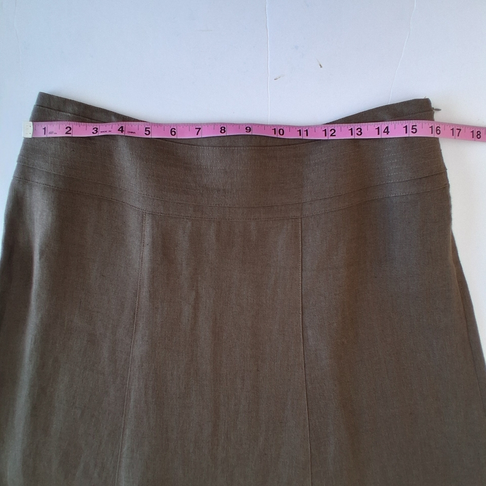 Talbots Irish Linen A-line Midi Skirt Sz 10 Cocoa Brown - Picture 6 of 9